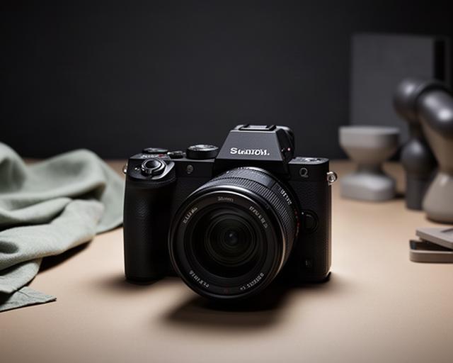 Cámara Nikon Z6 II mirrorless con objetivo montado en una mesa de estudio